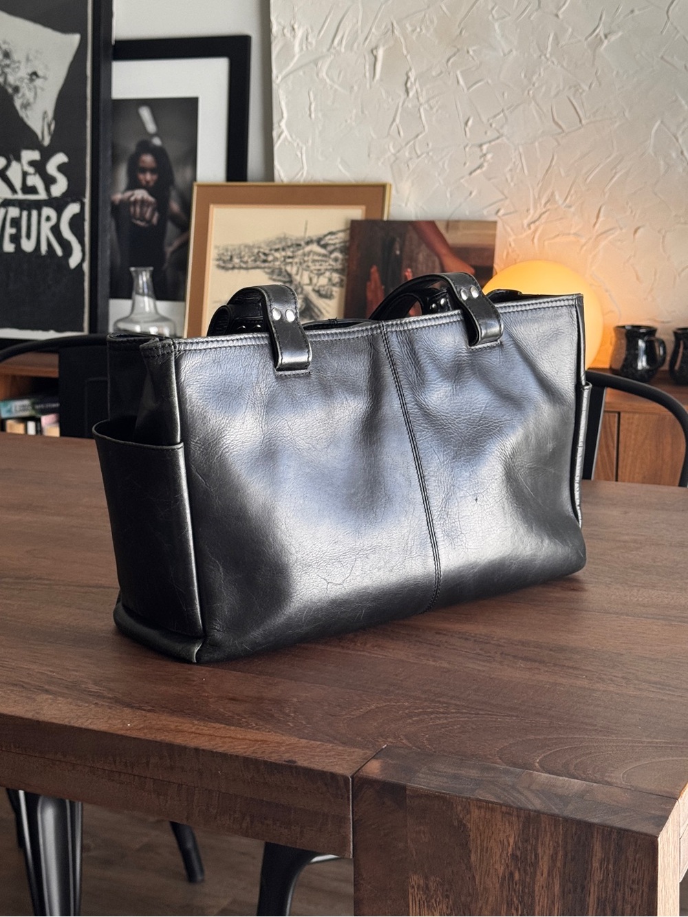 Frye Black Leather Tote Bag - Picture 3 of 9